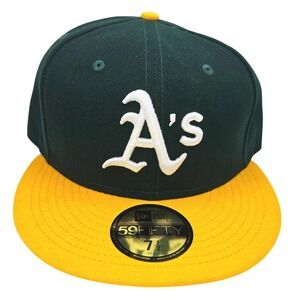 New Era 59FIFTY Oakland Athletics Fitted Hat 7 1/2 Green Yellow MLB Cap 10047655